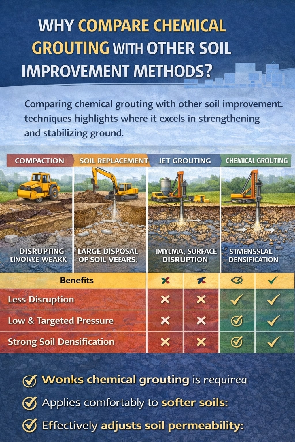Why compare chemical grouting with other soil improvement methods