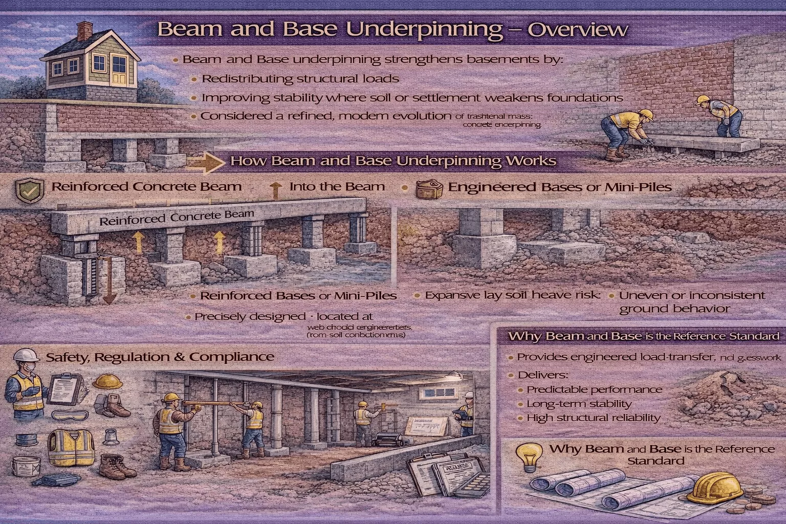 Beam and Base Underpinning: Stability, Suitability, Method, Safety, and Comparisons