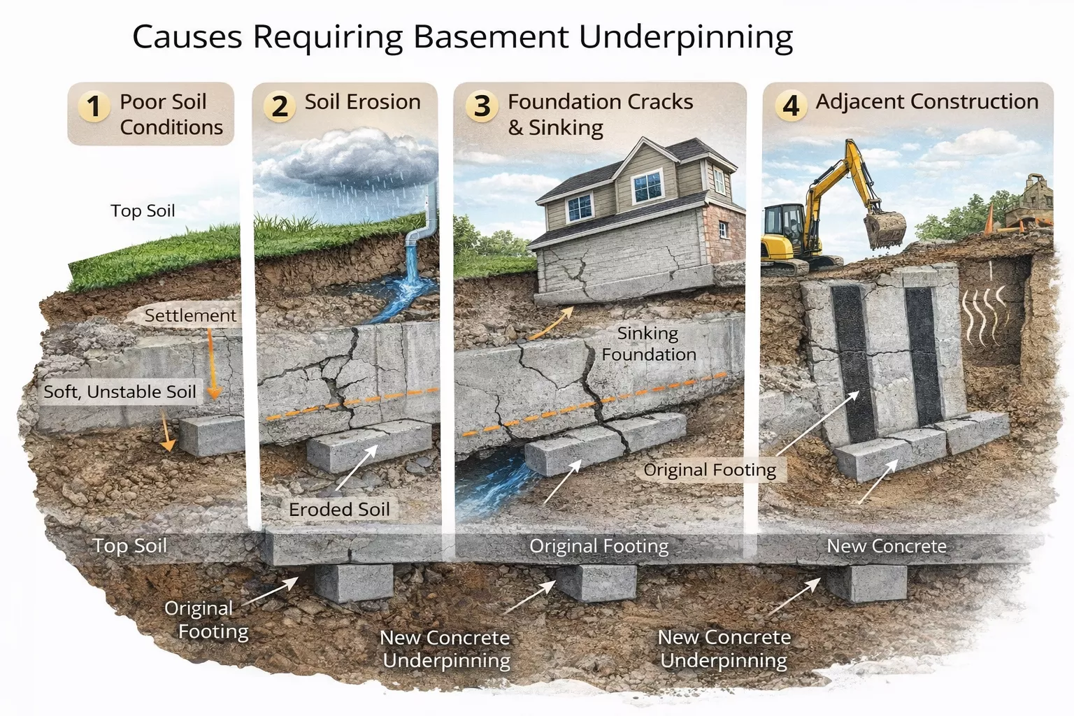 Causes Requiring Basement Underpinning