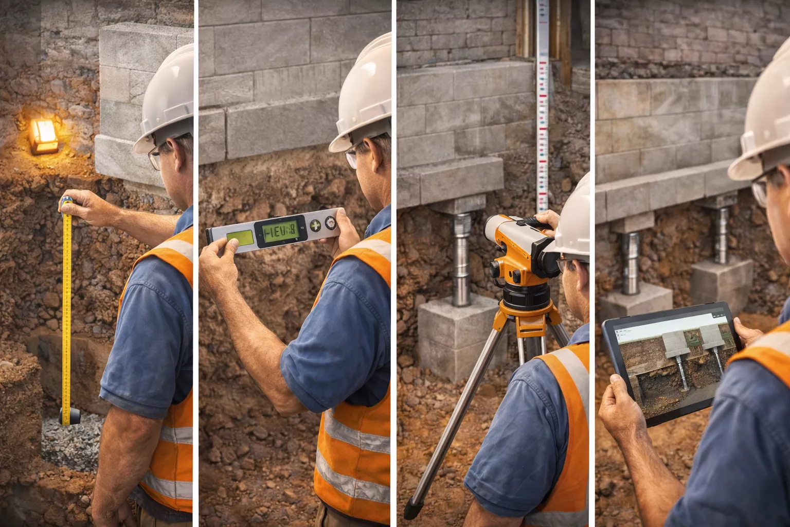 How Do Engineers Ensure Accuracy During Each Underpinning Phase