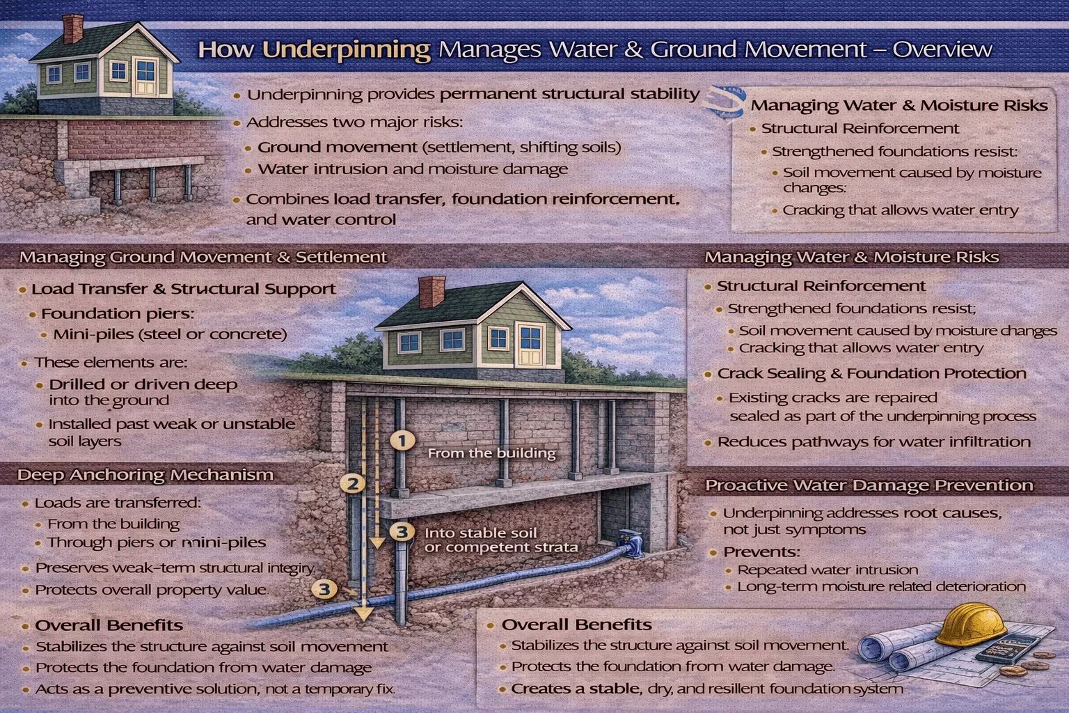 How Do Underpinning Methods Manage Water and Ground Movement